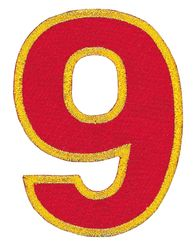 Nažehľovacie vyšívané čísla - deviatka červená výška 8 cm